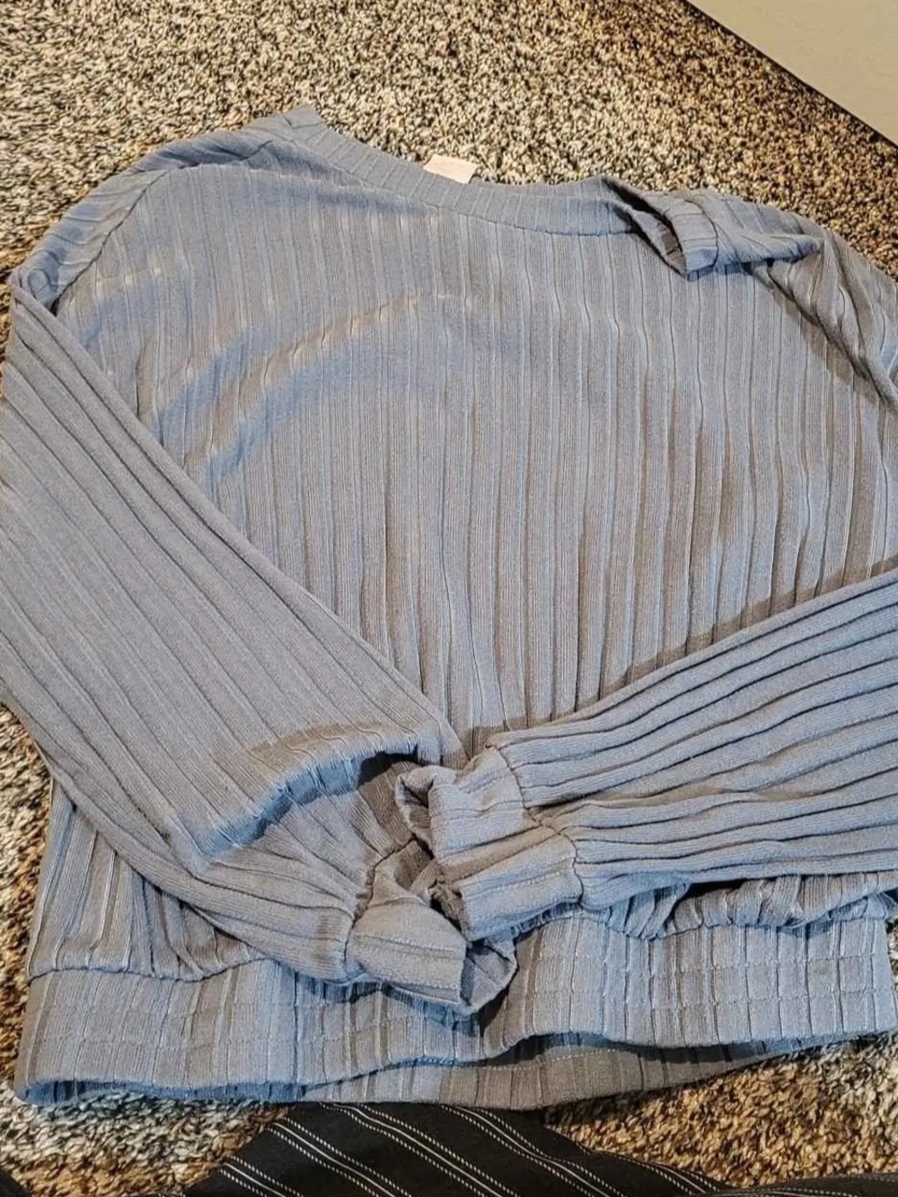 Light Blue Ribbed Long-Sleeve Women's Maternity Top